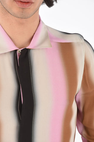 Camicia a Righe Sfumate con Abbottonatura Nascosta
