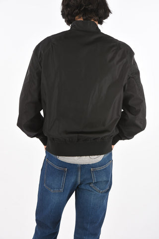 Bomber in Nylon con Collo con Chiusira in Velcro