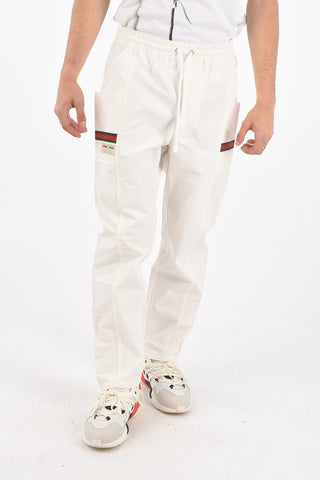 4 Pocket Elastic Waistband Pants with Contrasting Bands
