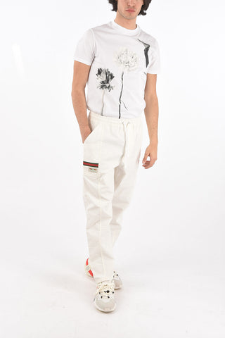 4 Pocket Elastic Waistband Pants with Contrasting Bands