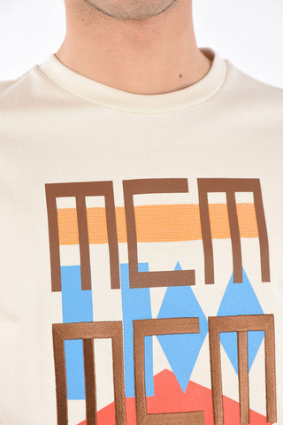 Crew Neck Embroidered Printed T-Shirt with Sequines