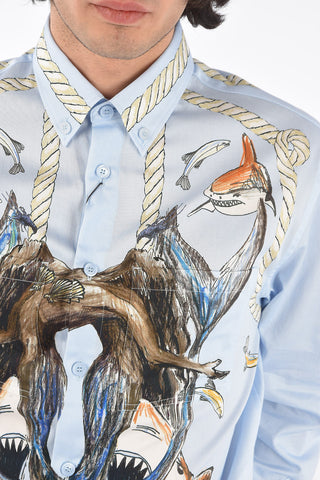 Camicia in Cotone SHARK con Stampa Dipinta