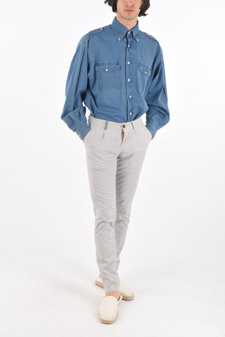 striped single pleated pants