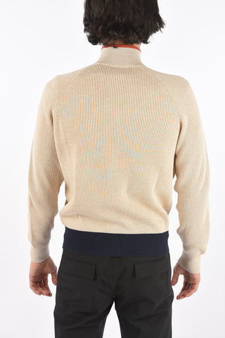2 Pocket Mock Neck Sweater with Front Zip