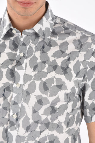 Plant Motif SLIM FIT Stretch Cotton Shirt