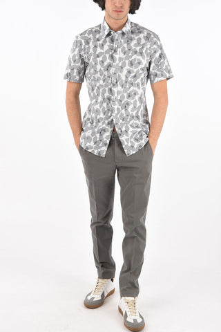 Plant Motif SLIM FIT Stretch Cotton Shirt