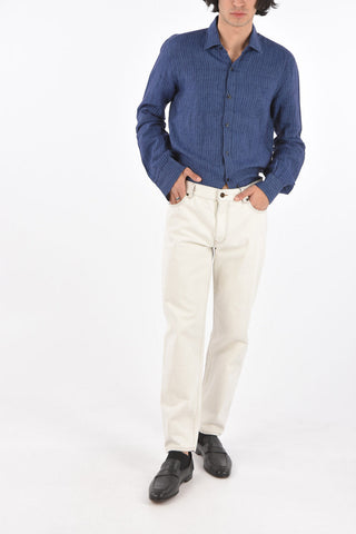 Pantaloni 5 Tasche in Denim con Passanti