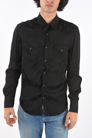 Camicia in Satin Stampata con due taschini