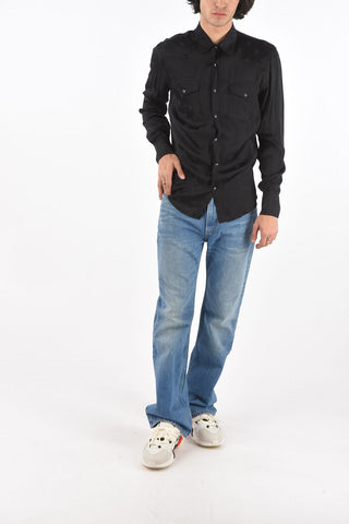 Camicia in Satin Stampata con due taschini