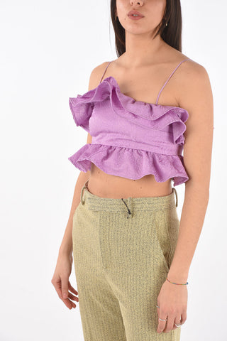 Back Zipped Ruffle Crop Top