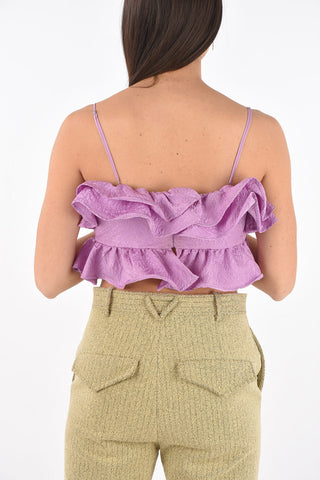 Back Zipped Ruffle Crop Top