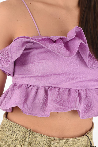 Back Zipped Ruffle Crop Top