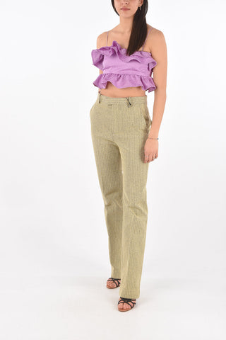 Back Zipped Ruffle Crop Top