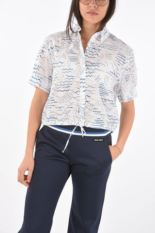 Camicia Crop in Sangallo con Coulisse