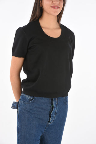 Short-sleeved Crew Neck Cashmere Blend Sweater