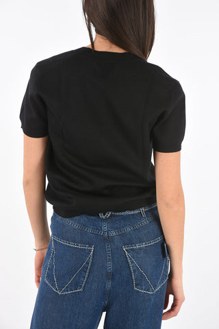Short-sleeved Crew Neck Cashmere Blend Sweater