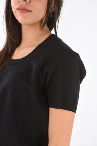 Short-sleeved Crew Neck Cashmere Blend Sweater