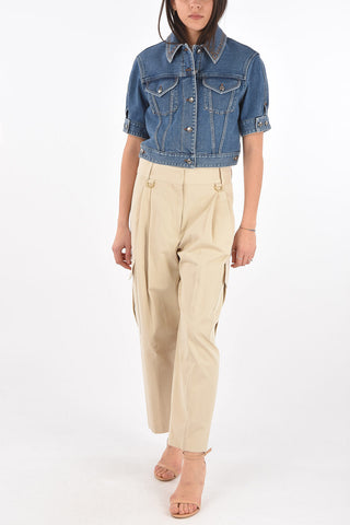 Giubbotto Crop in Denim a Maniche Corte