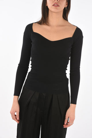 Top a Maniche Lunghe con Scollo a Cuore