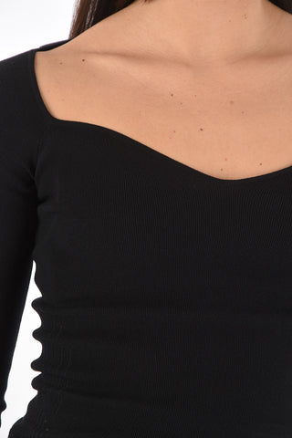 Top a Maniche Lunghe con Scollo a Cuore
