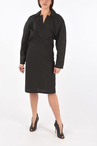 Coated Midi Dress with Snap Button Details