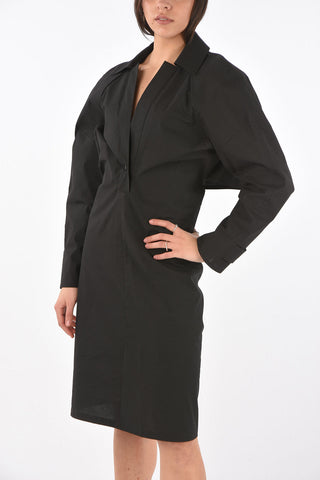 Coated Midi Dress with Snap Button Details