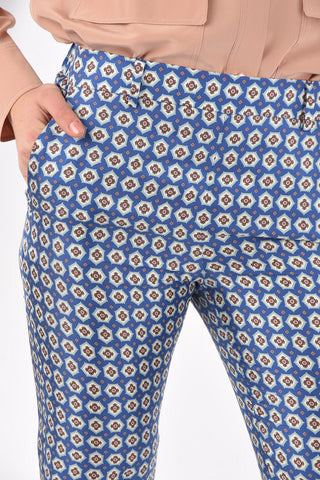 4 Pocket Abstract Motif Silk Pants
