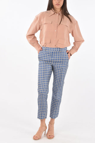 4 Pocket Abstract Motif Silk Pants