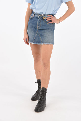 5 Pocket Denim Miniskirt with Chain