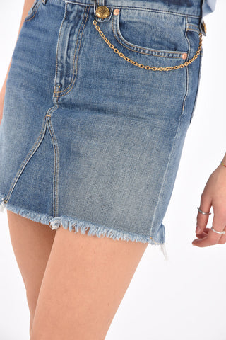 5 Pocket Denim Miniskirt with Chain