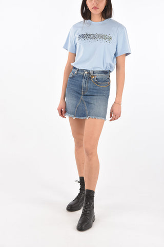 5 Pocket Denim Miniskirt with Chain