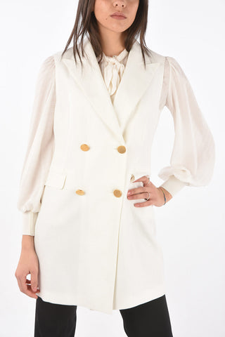 Double-breasted KORA Long Vest with Peak Lapel