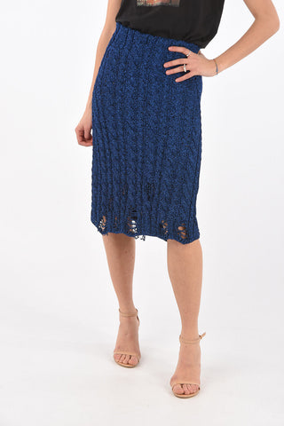 Distressed Lurex Midi Skirt