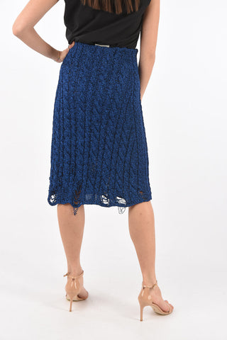 Distressed Lurex Midi Skirt