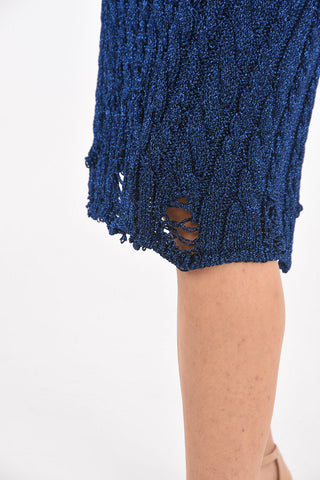 Distressed Lurex Midi Skirt