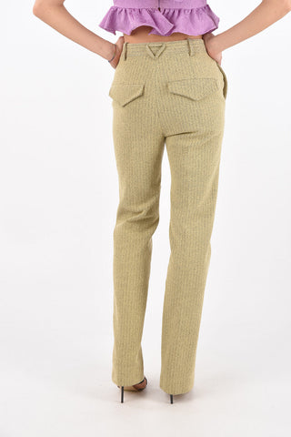 SALON 01 Bouclé Herringbone Pants with Pleat