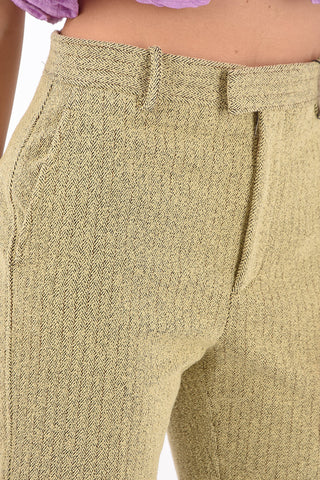 SALON 01 Bouclé Herringbone Pants with Pleat