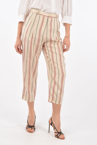 Double-pleated Bayadere Silk Blend Pants