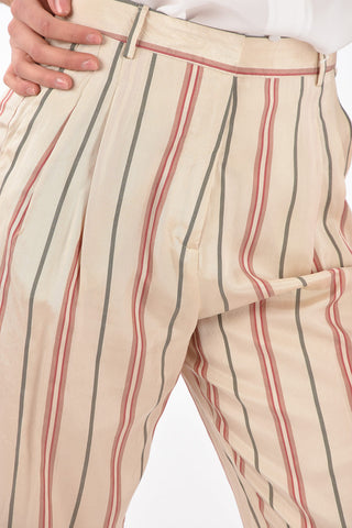 Double-pleated Bayadere Silk Blend Pants