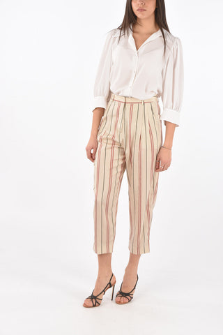Double-pleated Bayadere Silk Blend Pants