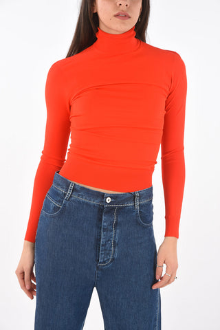 Maglia a Collo Alto con Fondo a Costine