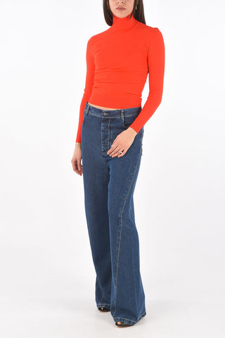 Maglia a Collo Alto con Fondo a Costine