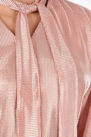 Tie Neck Lurex Blouse