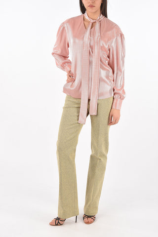 Tie Neck Lurex Blouse