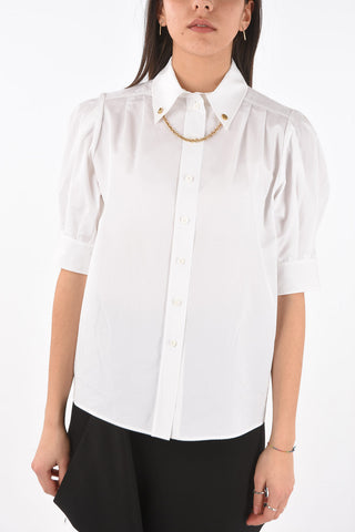 3/4-Sleeved Button-down Collar Cotton Shirt
