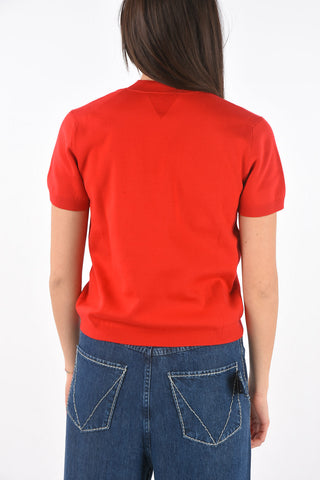 Maglia Girocollo a Maniche Corte in Misto Cashmere