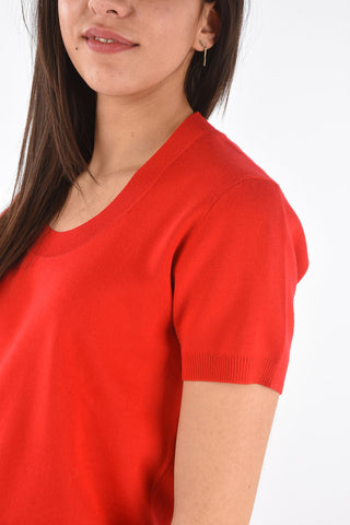 Maglia Girocollo a Maniche Corte in Misto Cashmere