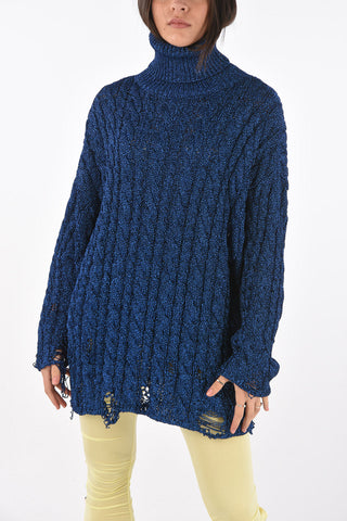 Distressed Lurex Oversized Pullover