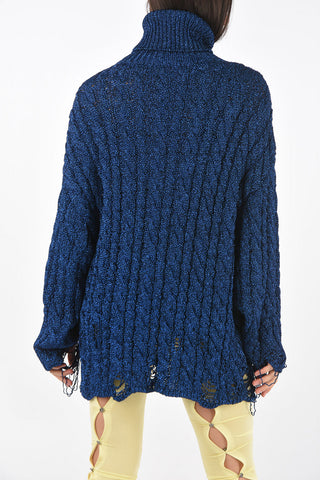 Distressed Lurex Oversized Pullover