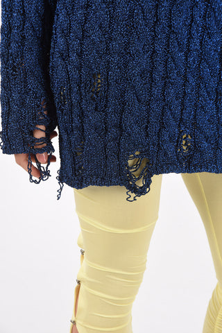 Distressed Lurex Oversized Pullover